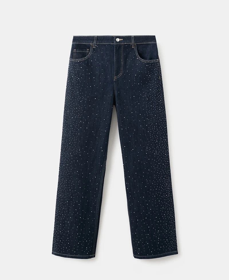 Mango Women's Rhinestone Detail Straight Jeans