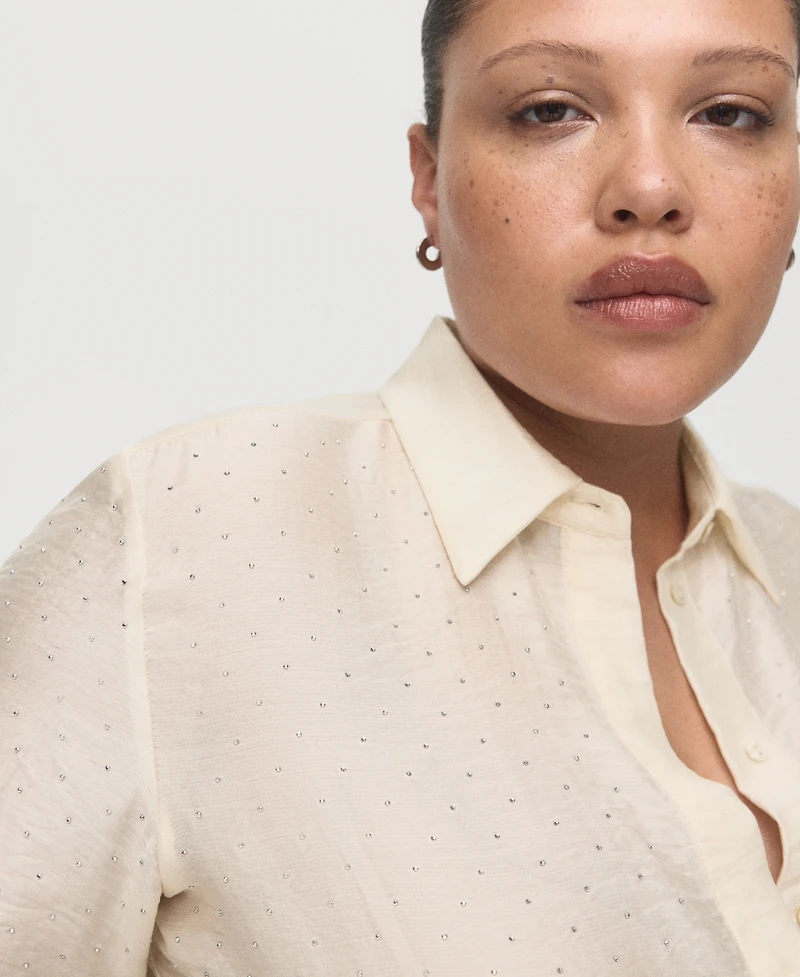 Mango Women's Rhinestones Satin Shirt