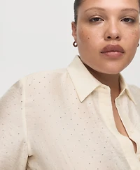 Mango Women's Rhinestones Satin Shirt