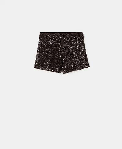 Mango Women's Sequins Velvet Shorts