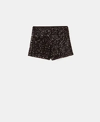 Mango Women's Sequins Velvet Shorts