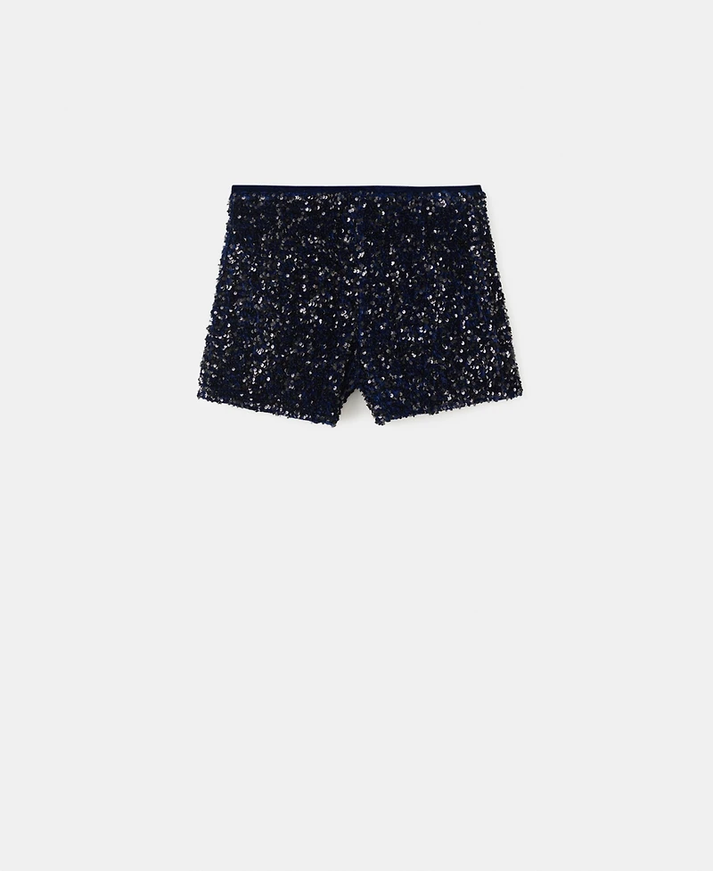 Mango Women's Sequins Velvet Shorts