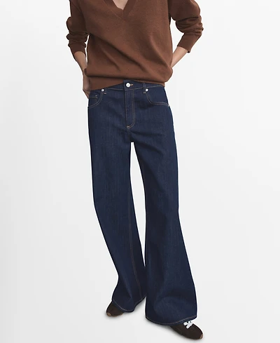 Mango Women's Low-Rise Wide-Leg Jeans