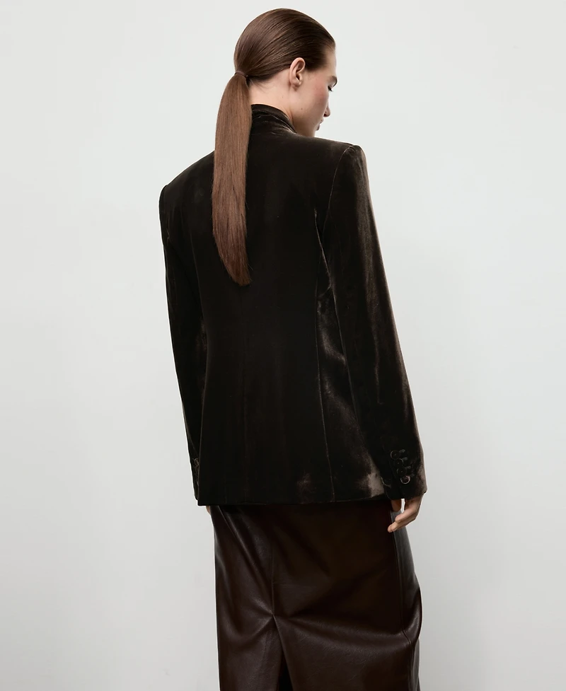 Mango Women's Structured Velvet Blazer