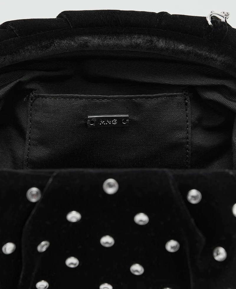 Mango Women's Rhinestones Velvet Clutch