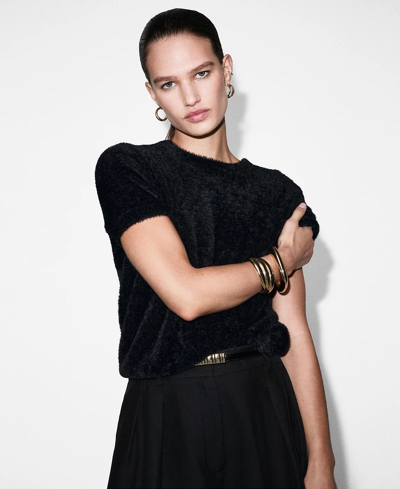 Mango Women's Faux-Fur Sweater