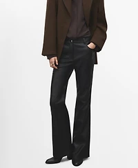 Mango Women's Faux-Leather Flared Pants
