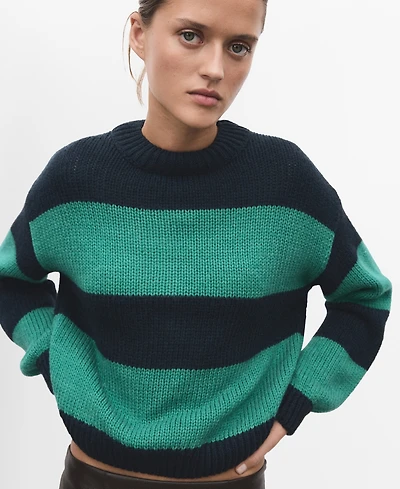 Mango Women's Knit Striped Sweater