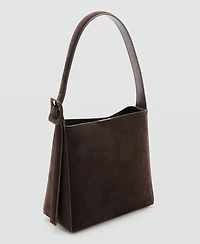 Mango Women's Suede Leather Shopper Bag
