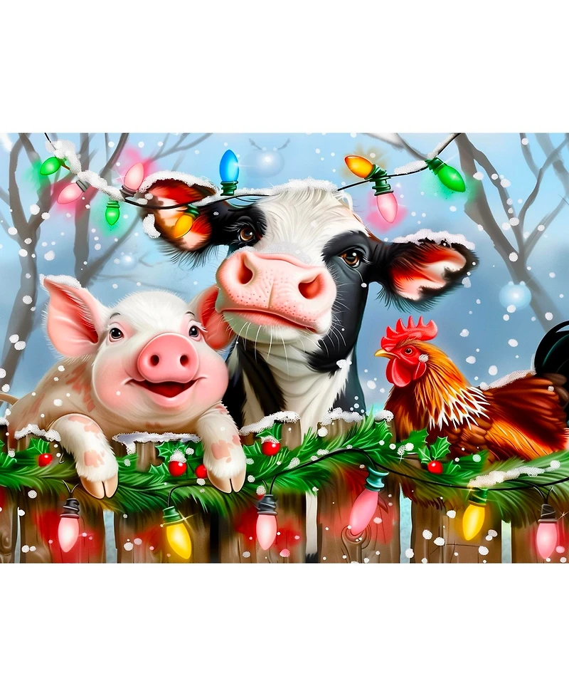 SunsOut Christmas on the Farm 300 piece Jigsaw Puzzle for Adults Christmas