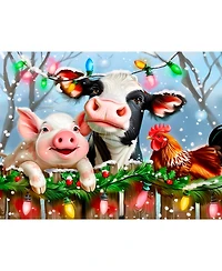 SunsOut Christmas on the Farm 300 piece Jigsaw Puzzle for Adults Christmas