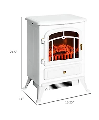 Homcom Freestanding Electric Fireplace Heater with Realistic Led Log Flames