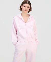 Madden Girl Juniors' Zip-Front Printed Pipping Drawstring Hoodie