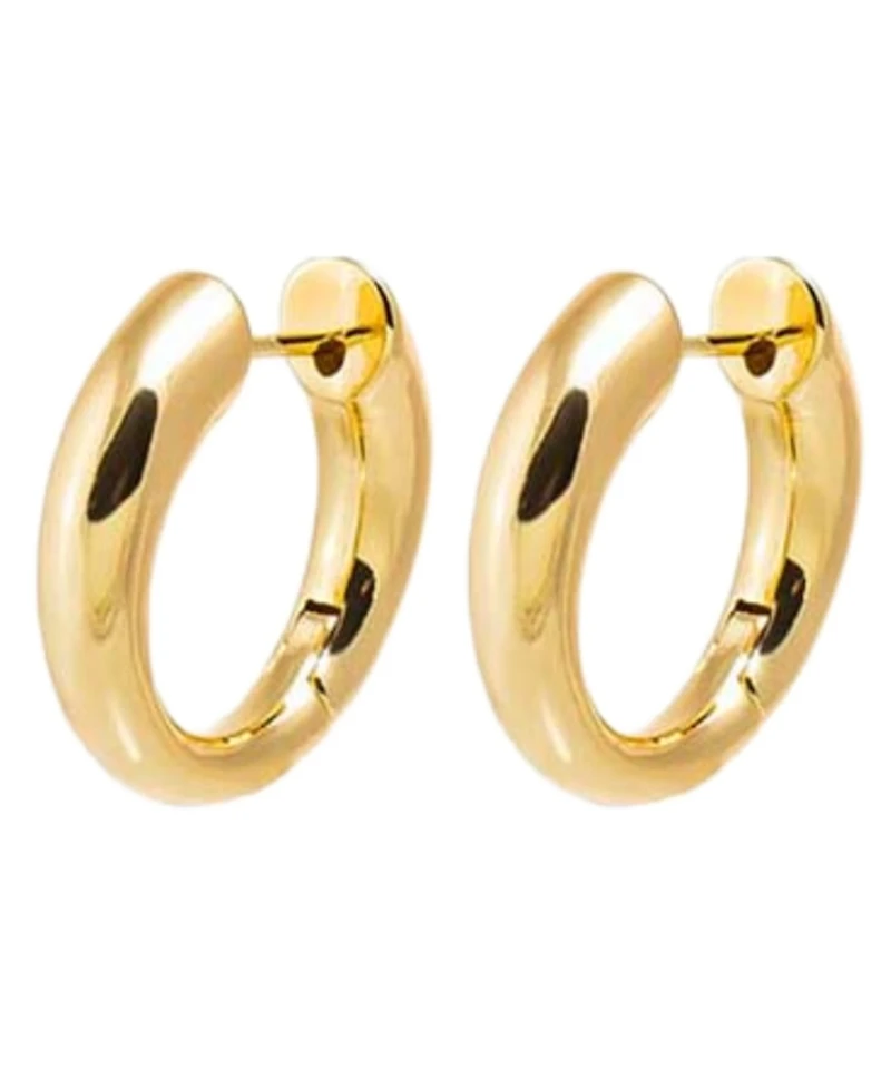 by Adina Eden The Solid Rounded Gold-Plated Ring Huggie Earring Combo Set