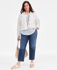 Style & Co Plus Perfect Short-Sleeve Open Crewneck Tee, Macy's Exclusive