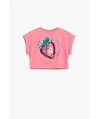 Desigual Girls Girls's Strawberry sequin cropped T-shirt