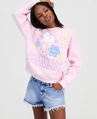 Peanuts Juniors' Snoopy Flower Crewneck Sweatshirt