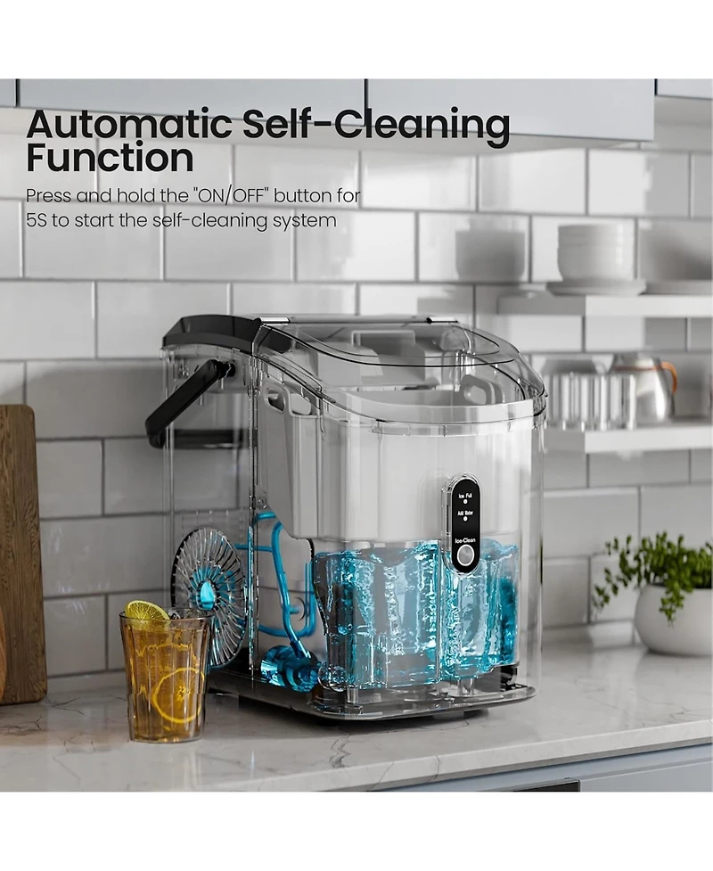 Cowsar Nugget Ice Makers Countertop, Pellet Ice Maker Machine with Soft Chewable Ice, 34lbs/Day, Pebble Ice Maker Countertop with Self-Cleaning