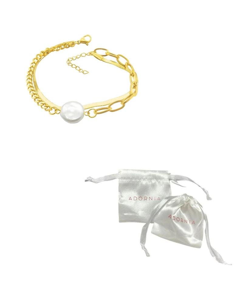 Adornia 14k Gold-Plated Freshwater Pearl (13mm) Mixed Chain Bracelet