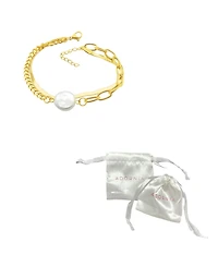 Adornia 14k Gold-Plated Freshwater Pearl (13mm) Mixed Chain Bracelet