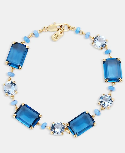 Lauren Ralph Gold-Tone Mixed Cut Stone Chain Link Bracelet