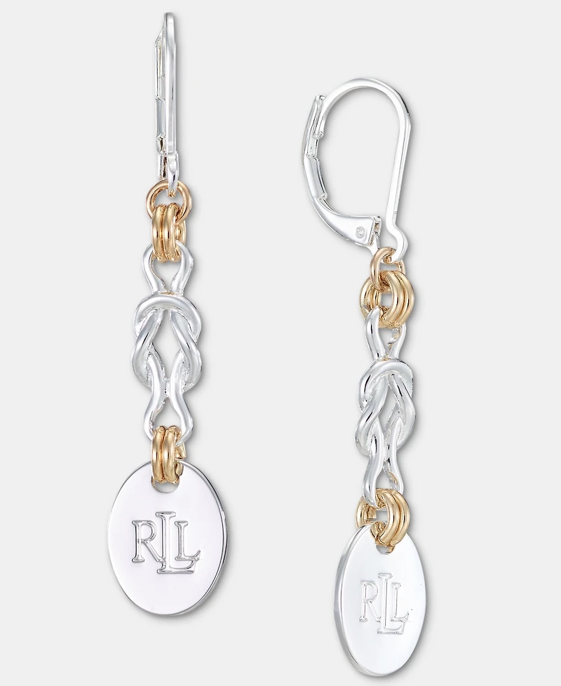 Lauren Ralph Lauren Logo Knot Gold-Tone Linear Earrings