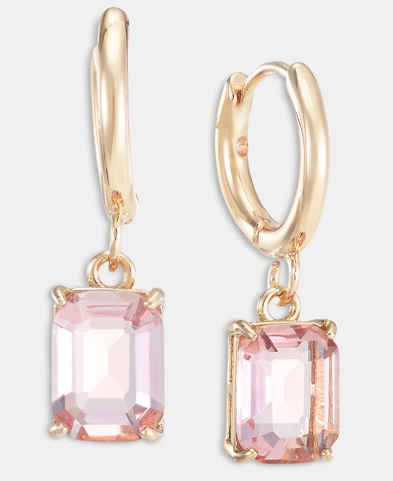 Lauren Ralph Glass Stone Drop Huggie Earrings