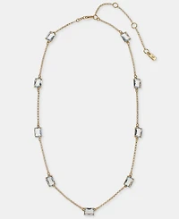 Lauren Ralph Gold-Tone Glass Stone Station Necklace. 16" + 3" extender