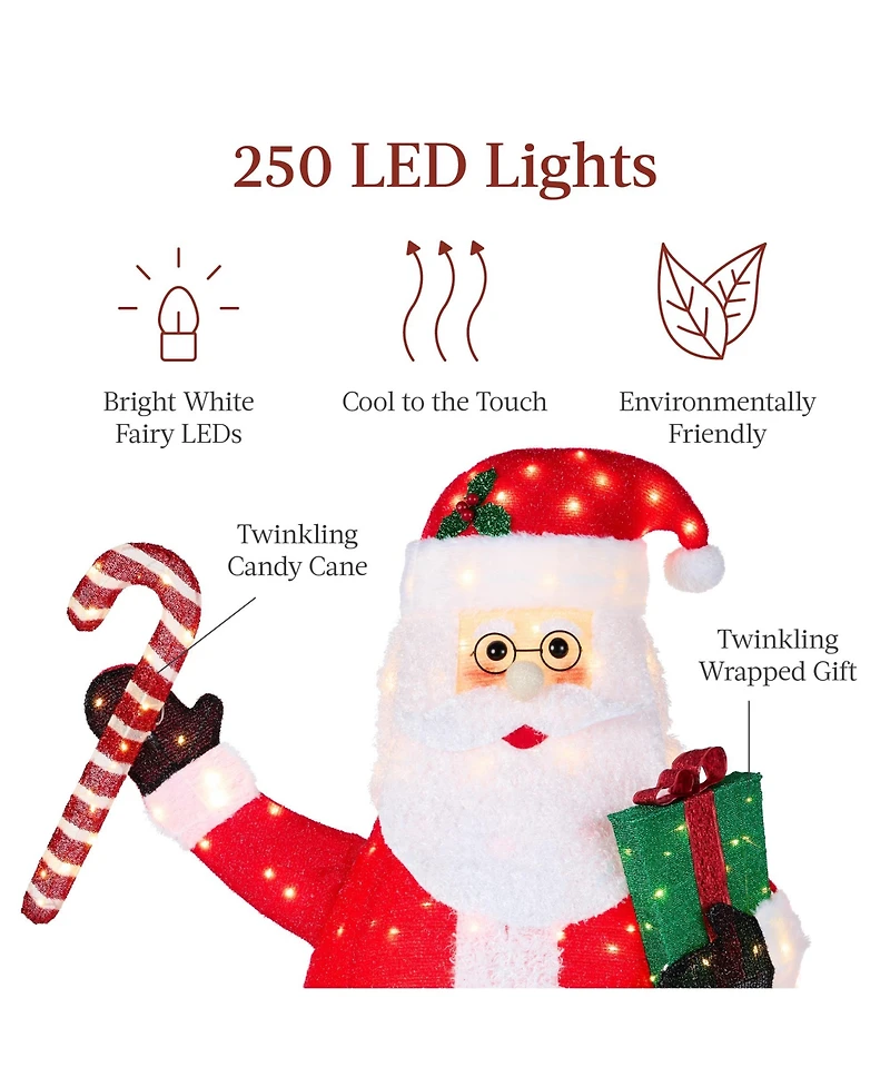 Best Choice Products Lighted Pop-Up Santa Claus, Outdoor Christmas Holiday Decoration w/ Led Lights, Hat, Gift