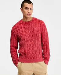 Sun + Stone Men's Cotton Fisherman Cable-Knit Sweater, Macy's Exclusive