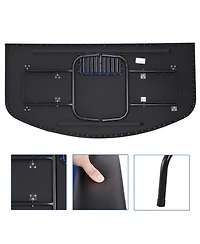 Rbied 72" Foldable Poker Table for 7 Players with Chip Tray and Cup Holders, Blue Mdf Blackjack Card Padded Rails Game Room-Rbied