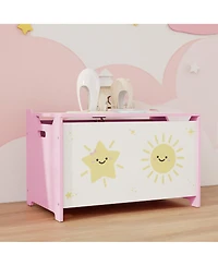 Qaba Toy Box for Kids, Toy Chest with Lid, Safety Hinges, Handles,