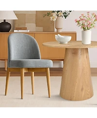 Maison Boucle 3-Piece Round Dining Table Set, 35" Wood-Look Pedestal with Fabric Upholstered Chairs for Small Kitchens