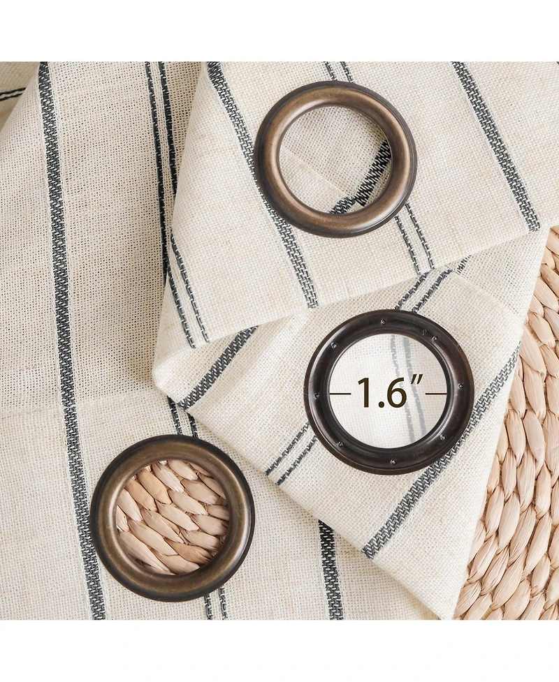 Awesome Home Linen Blend Geometric Striped Light Filtering Curtains Pair