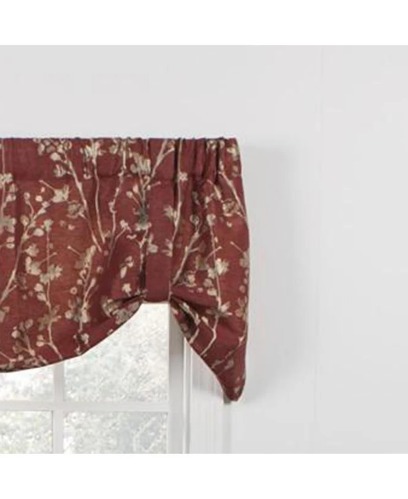 Ellis Curtain Meadow High Quality Room Darkening Solid Natural Color Lined Tie-Up Window Valance - 50 x22", Cardinal