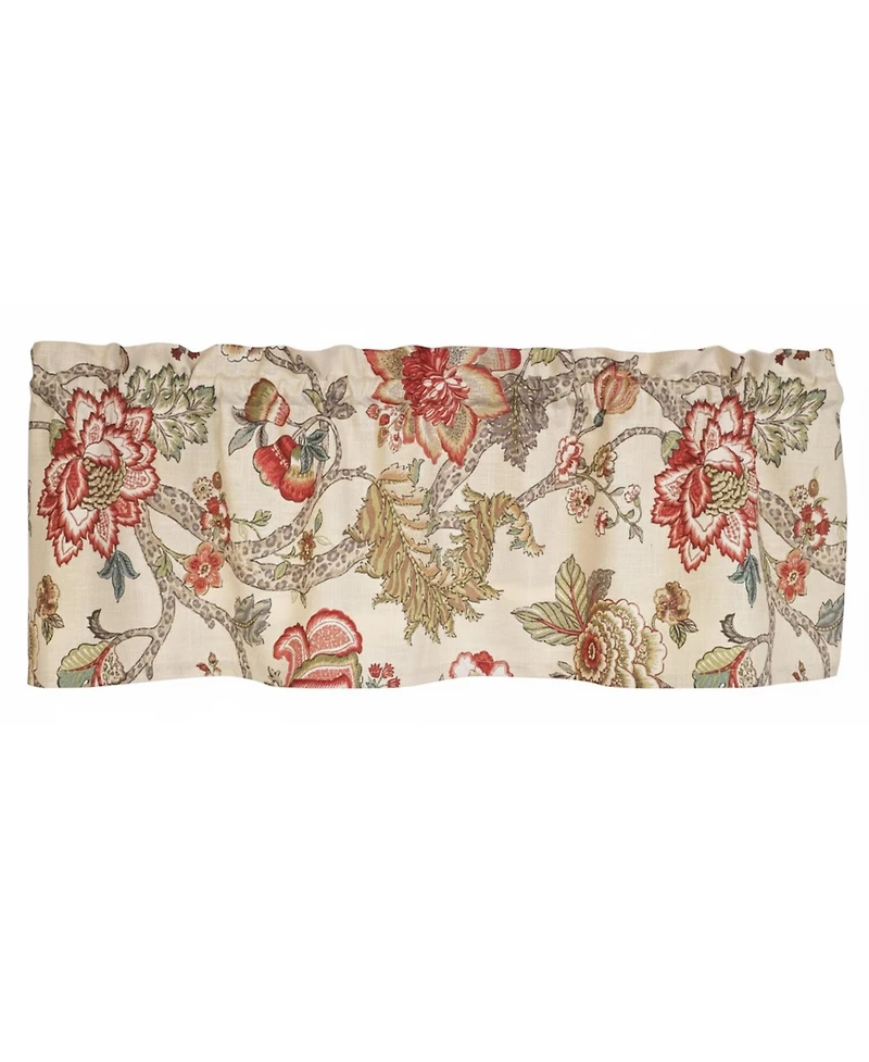 Rlf Home 100% Cotton High Quality Ceci Tailored Window Valance with 1.5" Rod Pocket 50" W X 12" L Red