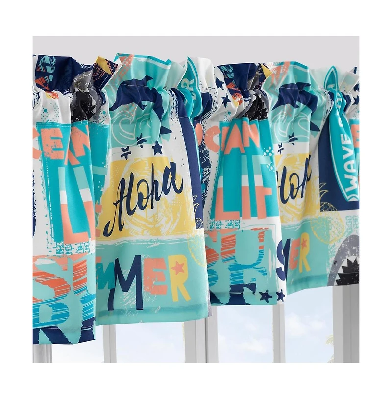 Greenland Home Fashion Wave Rider Rod Pocket Darcy Window Curtain Valance - Blue 84x16"