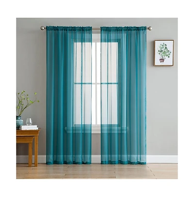 Hlc.me Essentials Sheer Voile Window Treatment Rod Pocket Curtain Panels