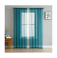 Hlc.me Essentials Sheer Voile Window Treatment Rod Pocket Curtain Panels