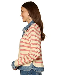 Democracy Petite Mixed Media Button-Down Jacket