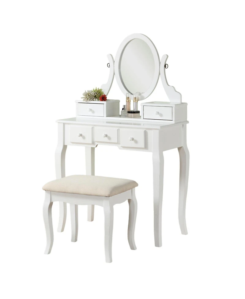 Streamdale Ashley Wood Make-Up Vanity Table and Stool Set, White