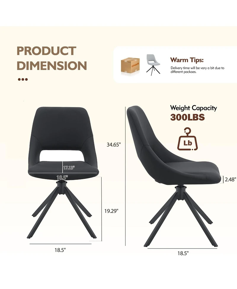 Streamdale Furniture Dining Chairs Set of 4, Swivel Metal Kitchen Chairs with Leather, High Back