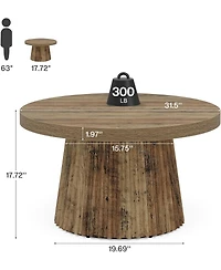 Tribesigns Round Coffee Table, 31.5" Modern Circle Center Table with Fluted Drum Base and Wood Grain Finish
