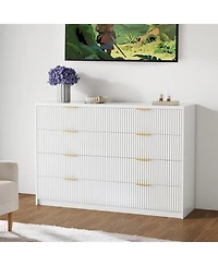 gaomon 8 Drawer Fluted Dresser for Bedroom, 55" Wide Modern Chest of Drawers with Metal Handle, Wood Tv Stand, Large