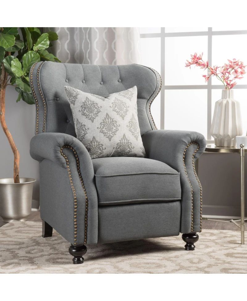 Streamdale Charcoal Push Back Recliner with Rolled Arms