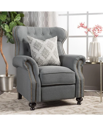 Streamdale Charcoal Push Back Recliner with Rolled Arms