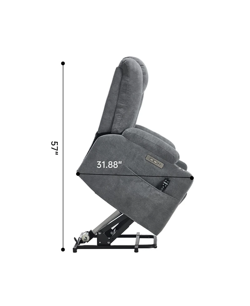 Streamdale Furniture Lift Recliner Chair with Massage, Heat, Usb Ports, Cup Holders (Blue Grey)