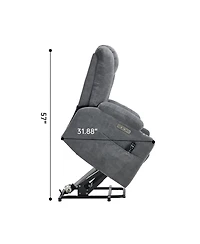 Streamdale Furniture Lift Recliner Chair with Massage, Heat, Usb Ports, Cup Holders (Blue Grey)