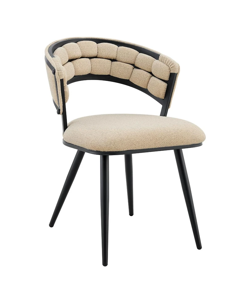 Streamdale Set of 2 Beige Velvet Dining Chairs with Black Legs