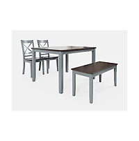 Jofran Asbury Park Solid Wood Farmhouse Four Piece Dining Set with Bench